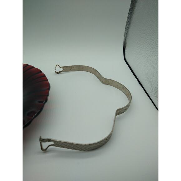 1940s Anchor Hocking Ruby Red Old Cafe Candy Dish w/ Metal Handle - Picture 13 of 13